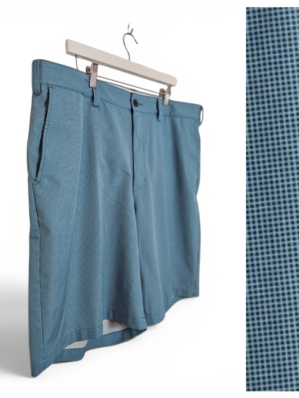 Adidas Ultimate365 Golf Shorts 44 Gingham Flat Front Stretch Performance Blue